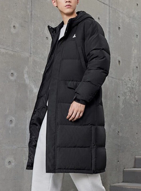 阿迪达斯羽绒服男女情侣装2025冬新款保暖长款连帽夹克外套KF6748