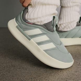阿迪达斯面包鞋男女鞋25冬新款ADIPUFF保暖轻便一脚蹬棉鞋KJ3995
