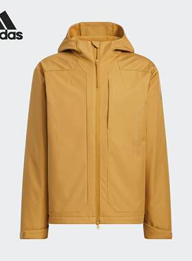 阿迪达斯外套男士25秋新款加绒保暖运动服连帽防风休闲夹克JZ1154