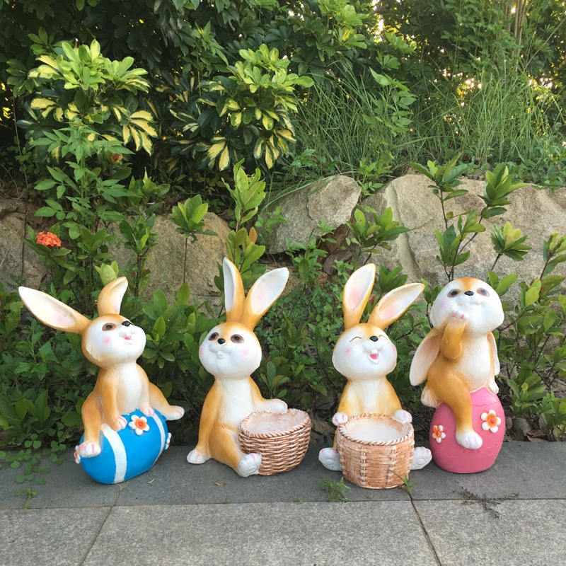 户外园林景观田园风格卡通雕塑仿真动物树脂摆设花园庭院兔子摆件