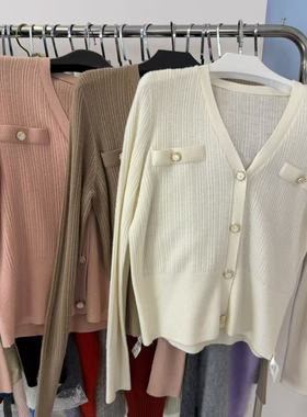【英英Chili】bu退换 V领小金扣欧货设计100全羊毛针织毛衣 01.15