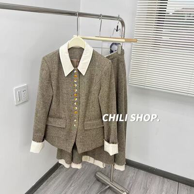 【英英Chili】bu退 撞色翻领气质高货小香风设计外套 09.24