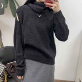 100全羊毛针织毛衣01.30 露肩围巾韩系设计师款 英英Chili bu退