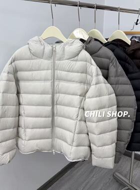 【英英Chili】韩系带帽宽松无胆白鸭绒排骨款羽绒服ZH 12.09