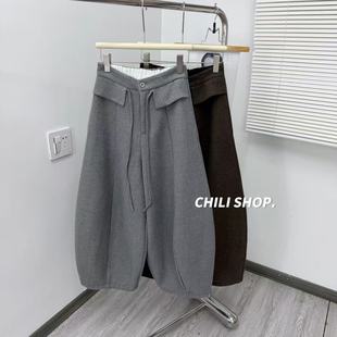 【英英Chili】翻边韩系设计师款百搭胖胖垮垮宽松气球裤X 01.13