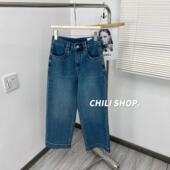 韩系宽松直筒九分百搭简约四面弹力烟管牛仔裤 英英Chili 10.15