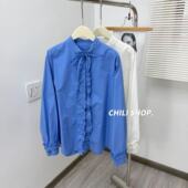 01.25 100纯棉宽松衬衫 英英Chili 花边系带韩系设计师款