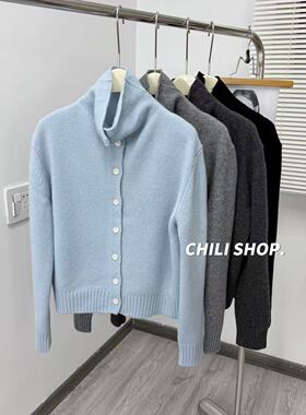 【英英Chili】高领扣子设计加厚100全羊毛欧货宽松针织毛衣 12.29