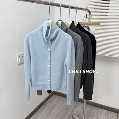 【英英Chili】高领扣子设计加厚100全羊毛欧货宽松针织毛衣 12.29