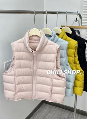 【英英Chili】韩系简约泡芙90白鸭绒减龄无胆轻羽绒排骨马甲10.09