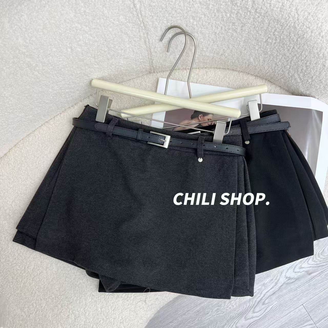 【英英Chili】bu退 毛呢秋冬韩系百搭简约设计巨显瘦短裙裤 10.31