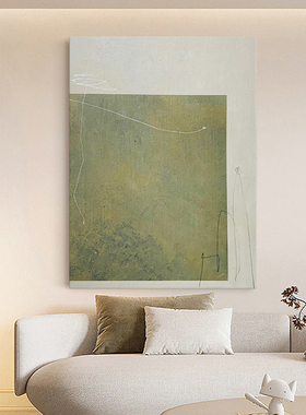 E painting手绘油画 《剧透》侘寂风样板间客厅设计师几何肌理画