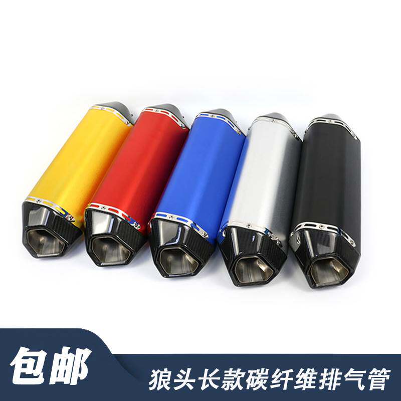 摩托车跑车改装黄龙BJ300 600 R300 500Z800碳纤狼头排气管