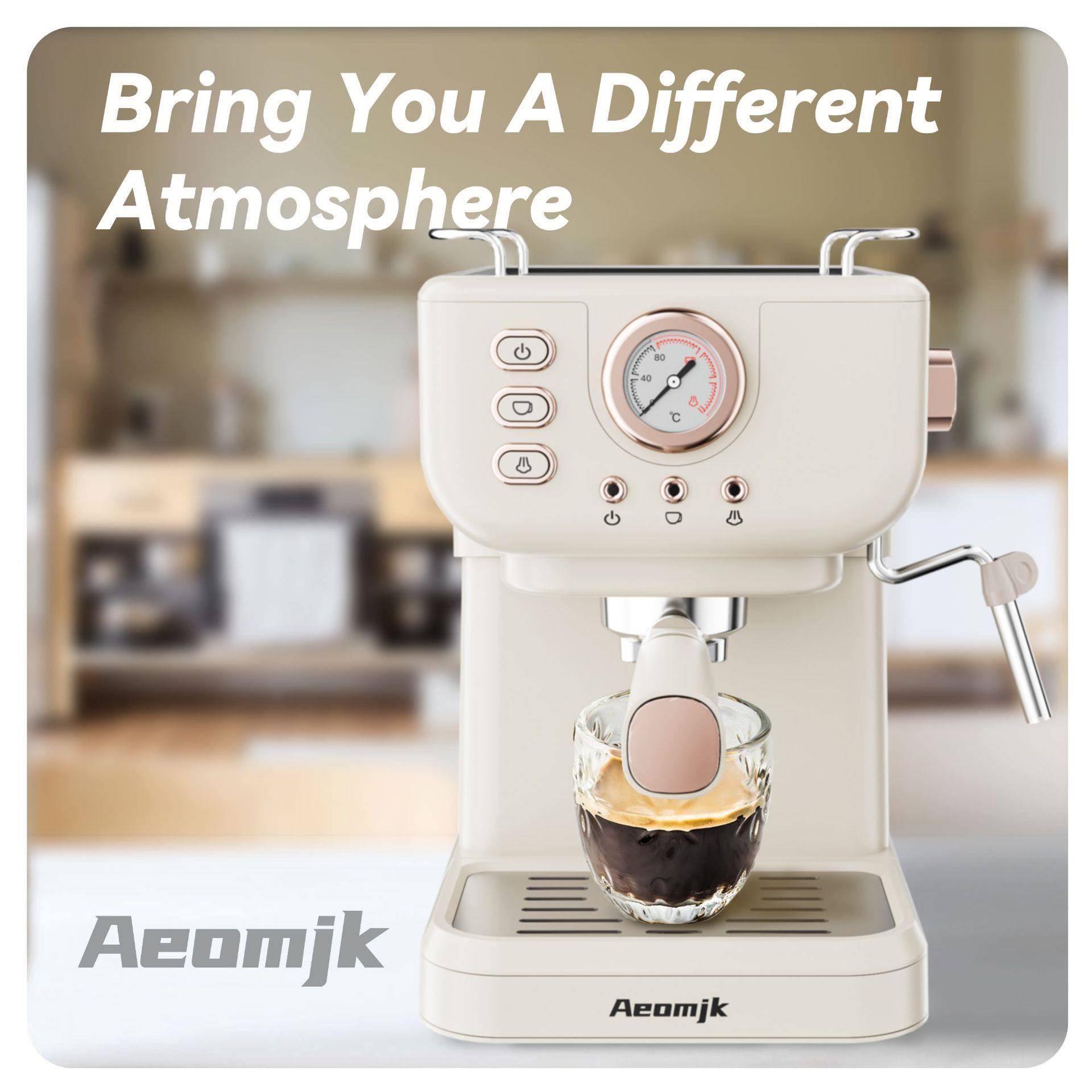 跨境20BAR家用半自动一体复古式浓缩高压萃取打奶泡压力式咖啡机