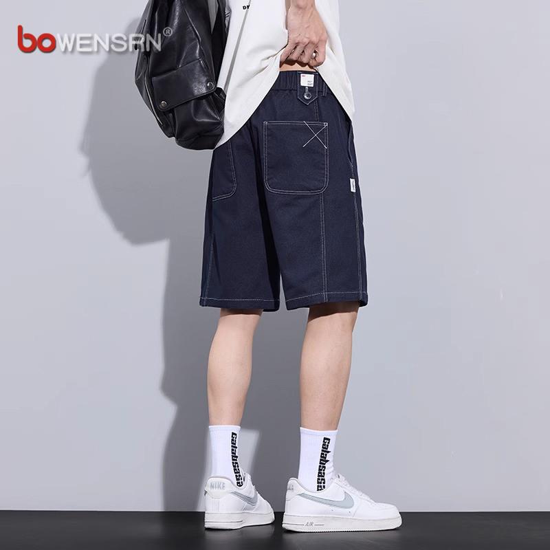 潮牌牛仔短裤男士2025新款夏季薄款外穿直筒痞帅休闲五分裤子男款