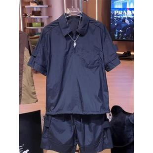 男士 短袖 高端休闲套装 夏季 搭配一套轻熟风纯色两件套薄 POLO衫 短裤