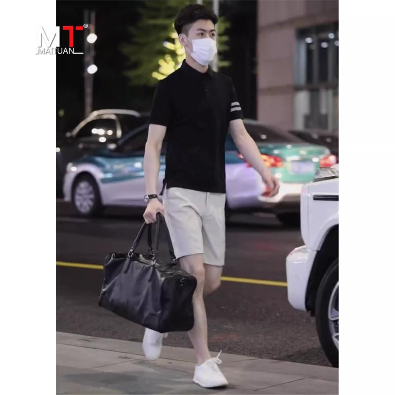 男士套装夏季2025新款商务休闲POLO衫短袖短裤帅气男装搭配一整套