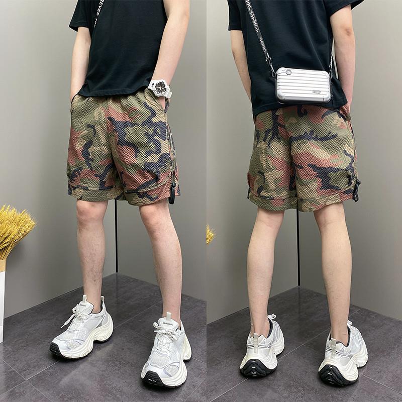 高端潮牌迷彩色休闲短裤男士2025新款夏季外穿薄款运动五分裤男款