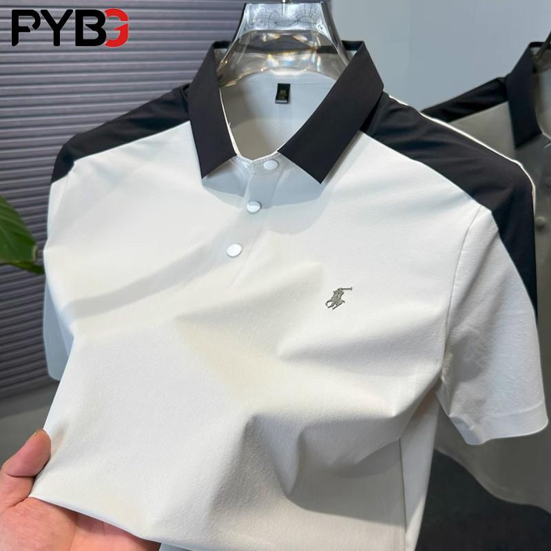 高端冰丝保罗polo衫短袖T恤男士2025夏季新款宽松翻领上衣男款薄