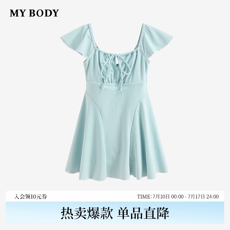 商场同款MYBODY泳衣女儿童女孩连体绝美亲子装母女同款泳装泳裙
