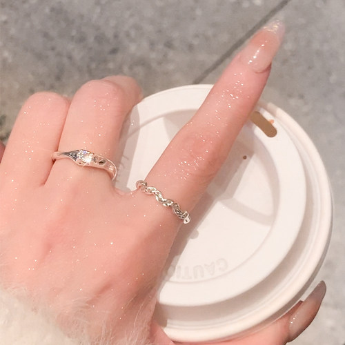 银色素圈戒指女小众设计开口指环