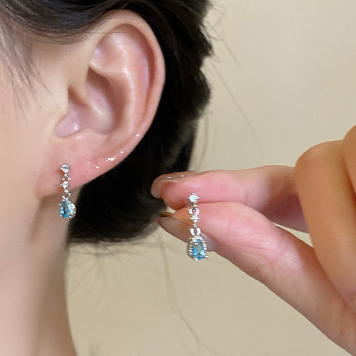 海边蓝精灵耳钉女小众独特耳环女