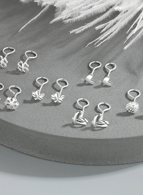 通体s925纯银耳钉女纯银耳饰弯钩耳钩小众耳坠银耳环睡觉免摘银针