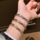 双轨交织银手镯女款 镶钻钛钢手环素圈手镯手链轻奢小众精致手饰品