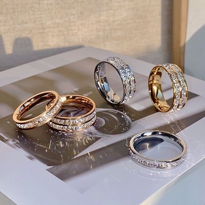 满天星戒指女小众设计情侣对戒素圈钛钢戒指女轻奢高级感尾戒指环