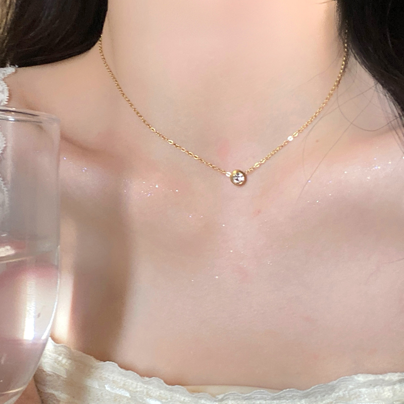 单钻素链锁骨链项链女时尚气质