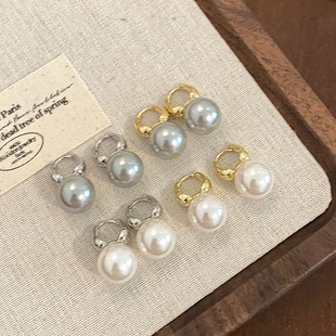 法式气质施家珍珠耳钉耳饰女独特耳环轻奢高级感吊坠耳扣耳坠饰品