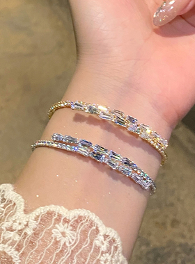 蛇形蛇尾锆石开口手镯女小众时尚