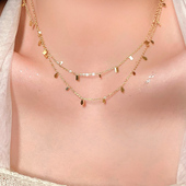 金闪闪钛钢项链女轻奢小众水滴吊坠锁骨链新款 毛衣链颈链首配饰品