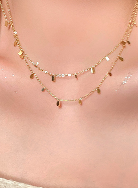 金闪闪钛钢项链女轻奢小众水滴吊坠锁骨链新款毛衣链颈链首配饰品