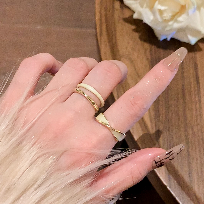 金色滴釉开口戒指女小众金属风