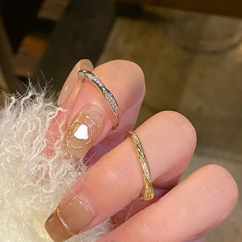 莫比乌斯环戒指女素圈对戒开口