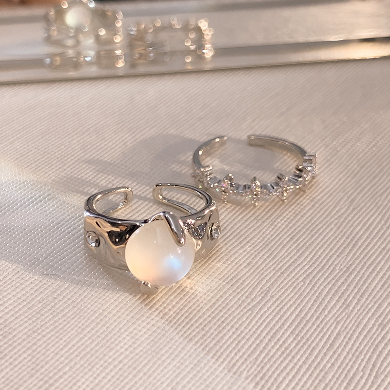 月光石戒指女小众设计高级感开口