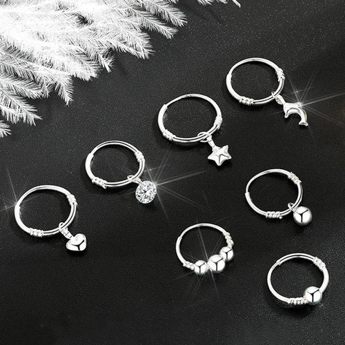 s999纯银耳饰耳圈养耳洞耳坠