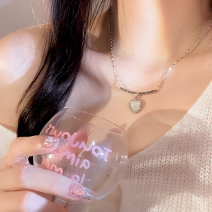 银色月光爱心项链女高级设计感小众轻奢毛衣链锁骨链甜酷少女配饰