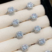 铜镀银小方糖戒指女轻奢高级感素圈戒指女小众设计尾戒开口食指环