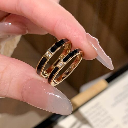 黑色滴釉戒指钛钢对戒情侣款