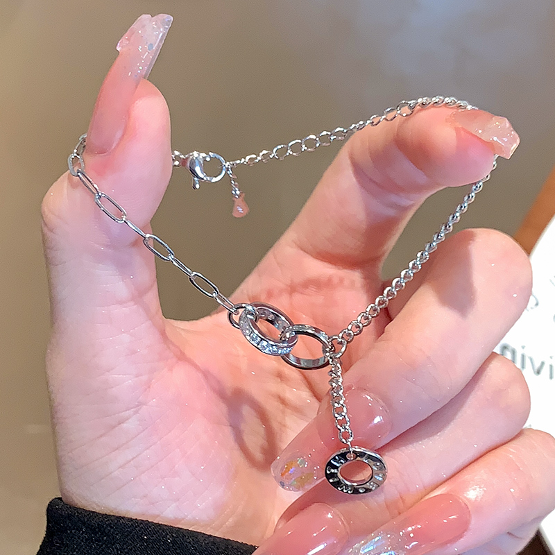 铜镀银罗马双环手链女小众别致