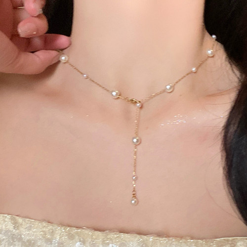 满天星珍珠流苏项链女流苏吊坠