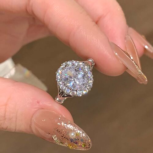 大克拉手捧花锆石戒指女轻奢大气