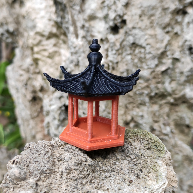 古风中式凉亭古建筑假山盆景造景小摆件水陆溪流鱼缸池生态微景观