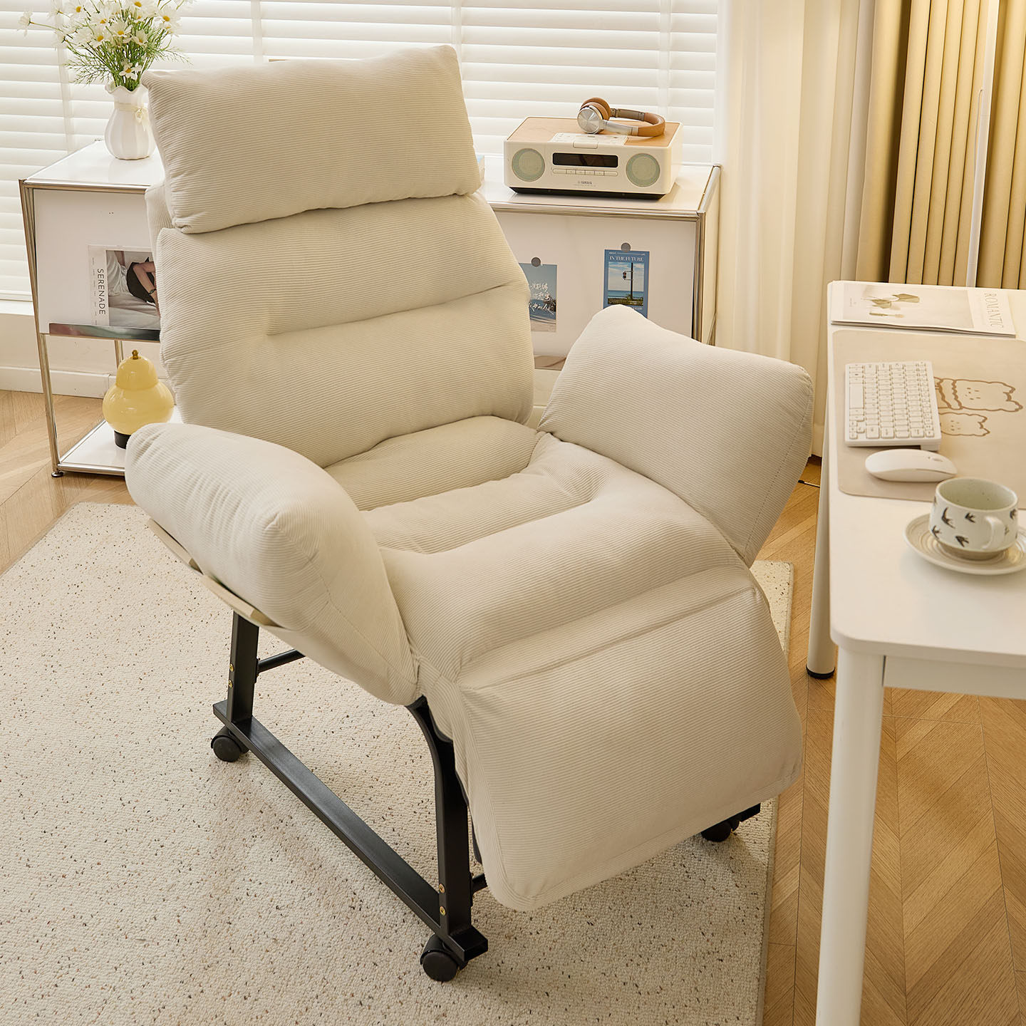 懒人沙发折叠椅子阳台午睡午休椅书房办公休闲沙发椅坐躺睡三用椅