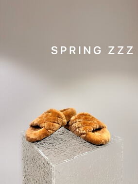 【Spring zzz】纯羊毛！25ss秋冬新款 菱格羊皮毛一体厚底毛拖