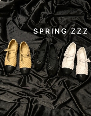 【Spring zzz】优雅千金！25s春夏新款 小香风菱格羊皮玛丽珍单鞋