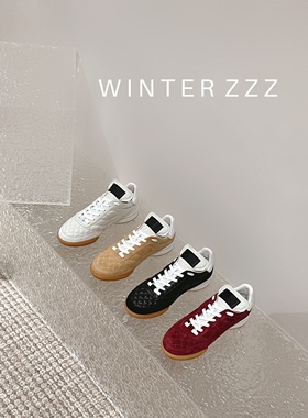 【Spring zzz】巨舒服！自留款！菱格拼接大鸭舌系带网球鞋运动鞋