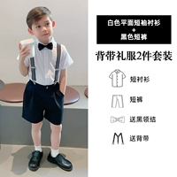 Белые черные шорты, подтяжки, галстук-бабочка